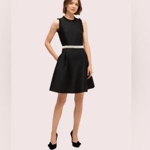NEW Kate Spade 14 Pearl Crystal Mikado Dress Cocktail Party Pockets